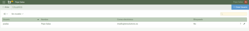 Apartado de gestión de usuarios para añadir un nuevo usuario asesor T3