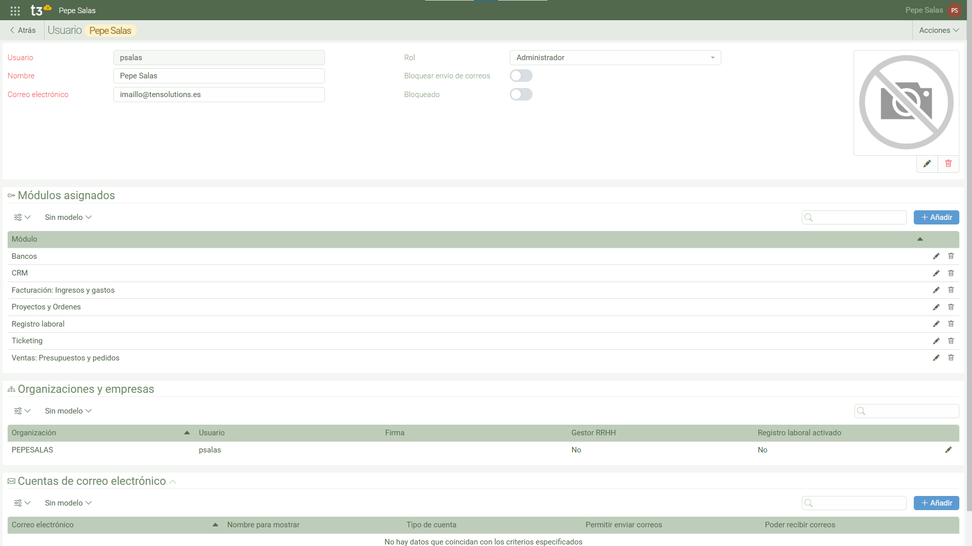 Apartado de creación de usuarios por el proceso de añadir un nuevo usuario asesor T3