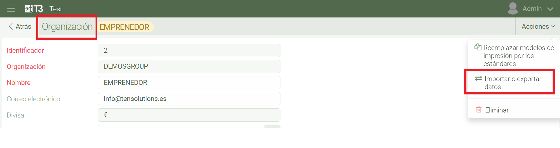 Importación y exportación de clientes y productos en T3